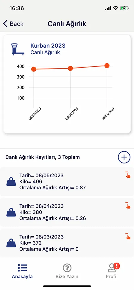 Hayvan Kantarı Programı Mobil Ekran Görüntüsü 2